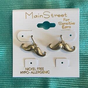 MainStreet Gold Tone Mustache Earrings for Men